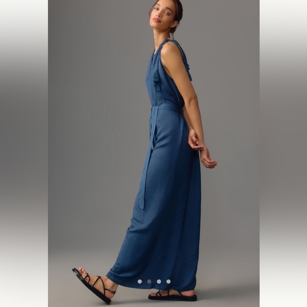 Anthropologie Corey Lynn Calter Sleeveless Linen
Tassel Jumpsuit Sz L/XL NWT